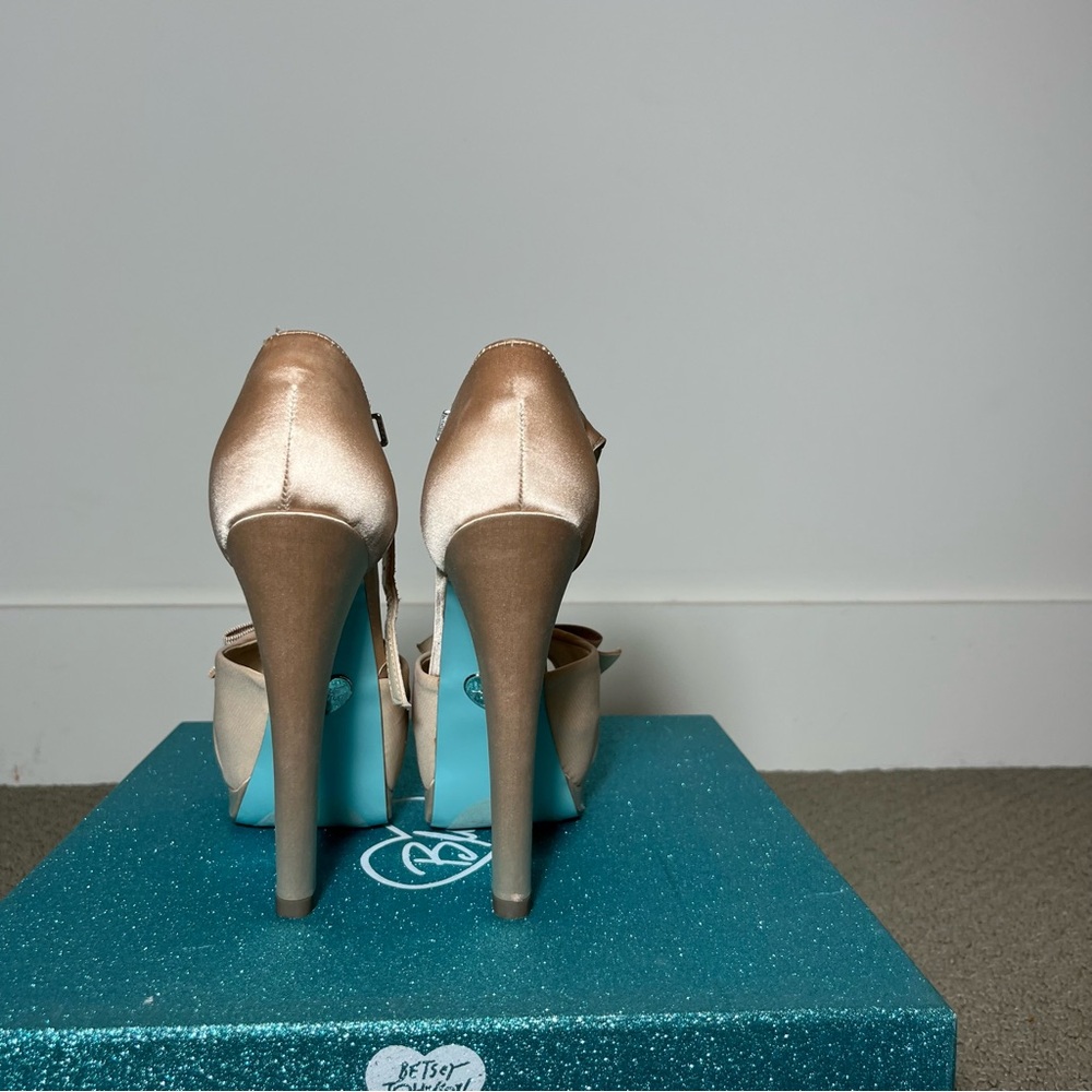Betsey Johnson Champagne Peep-Toe Heels - Picture 2 of 4